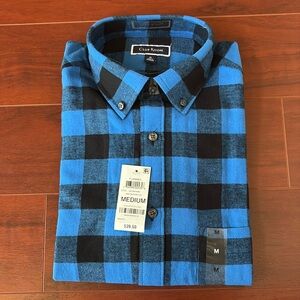 Club Room blue and black plaid flannel